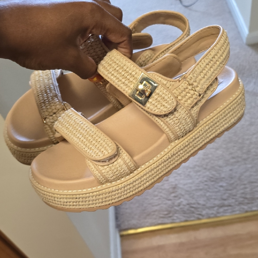 Steve Madden Bigmona Raffia Platform Sandals